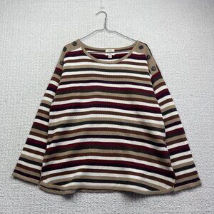 VTG St John’s Bay Knit Boat neck Pullover Sweater Wom Sz XL Multicolor Striped